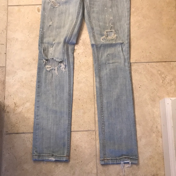 Free People Light Wash Ripped Low Rise Jeans - Picture 3 of 5